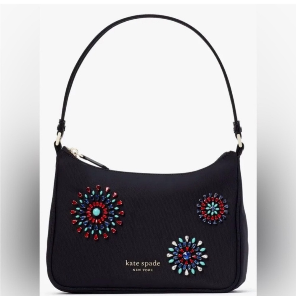 Kate Spade Black Shoulder Bag with Colorful Embellishments